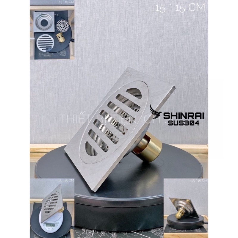 Ga Thoát Sàn , Phễu Thoát Nước Nhà Tắm Chống Mùi Hôi INOX SHINRAI Chống Mùi Hôi
