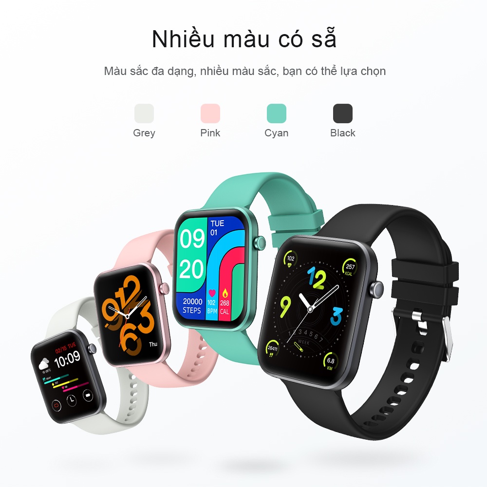 Đồng hồ thông minh COLMI P15 theo dõi nhịp tim kết nối Bluetooth chống thấm nước IP67 cho Ios Android Xiaomi