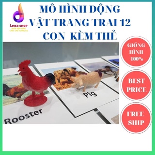 Đồ chơi mô hình động vật, 12 con vật kèm 12 thẻ hình, giúp bé nhận biết con vật và tên gọi bằng tiếng anh. Leicashop
