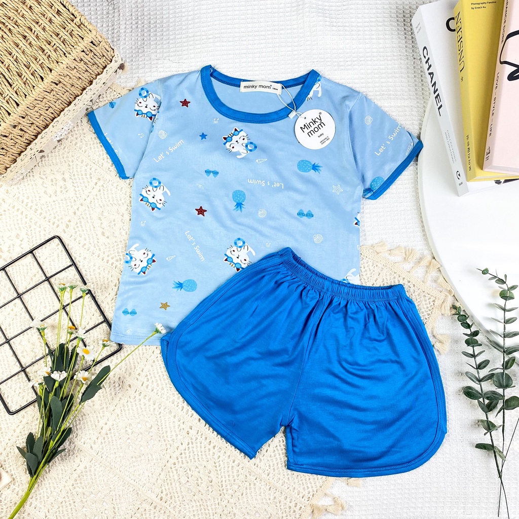 [Bé 19-32kg] Bộ Ngắn Tay Thun Lạnh MINKY MOM In Hình quần vát Cho Bé trai bé gái từ 19-32kg