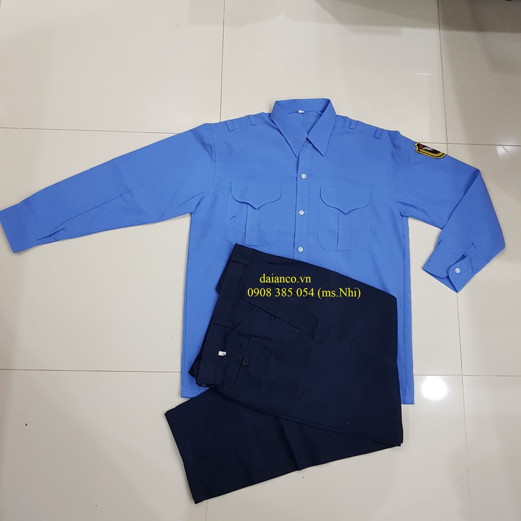Bộ đồng phục bảo vệ áo tay dài vải Ford thoáng mát, quần kaki thành công - Hình thật, hàng sẵn