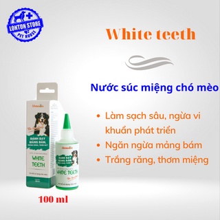 VEMEDIM White Teeth - Nước súc miệng đánh bay mảng bám, trắng răng, thơm mát dùng cho chó, mèo, chai 100m