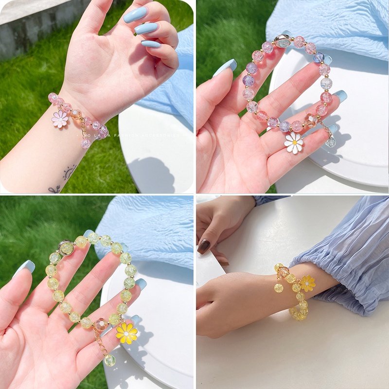 ✨✨Vòng tay tua rua hoa cúc xỏ hạt pha lê phong cách Hàn Quốc