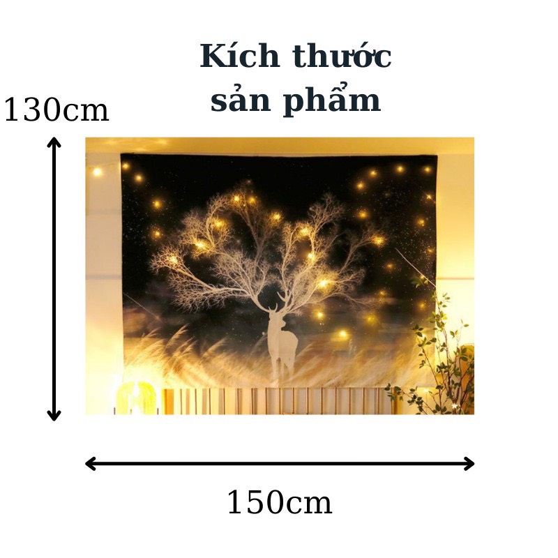 Vải Treo Tường Trang Trí Decor Phòng Ngủ Cực Hot  + Dây Led Hình Sao