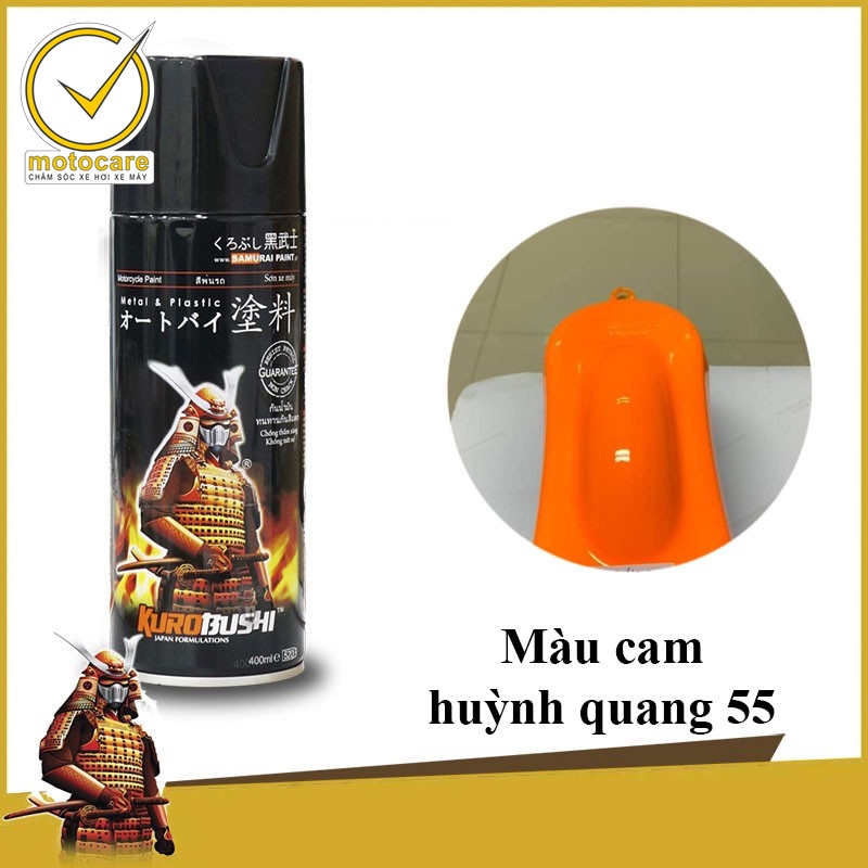Chai Sơn xịt Samurai 55 màu cam huỳnh quang