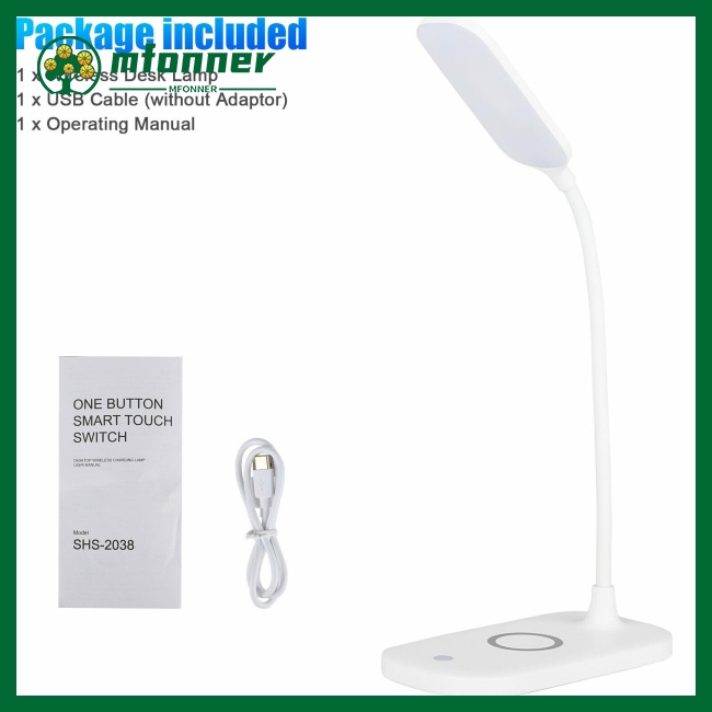 Đèn Led Để Bàn Mfonner Sạc Usb Xoay 360 Độ Cổ Ngỗng Không Dây Kèm Sạc Điện Thoại