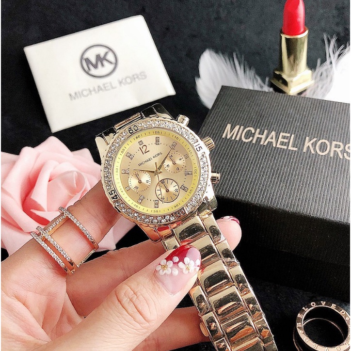 Mk Đồng Hồ Đeo Tay Dây Thép Thiết Kế Đơn Giản Tinh Tế Thời Trang Cho Nữ