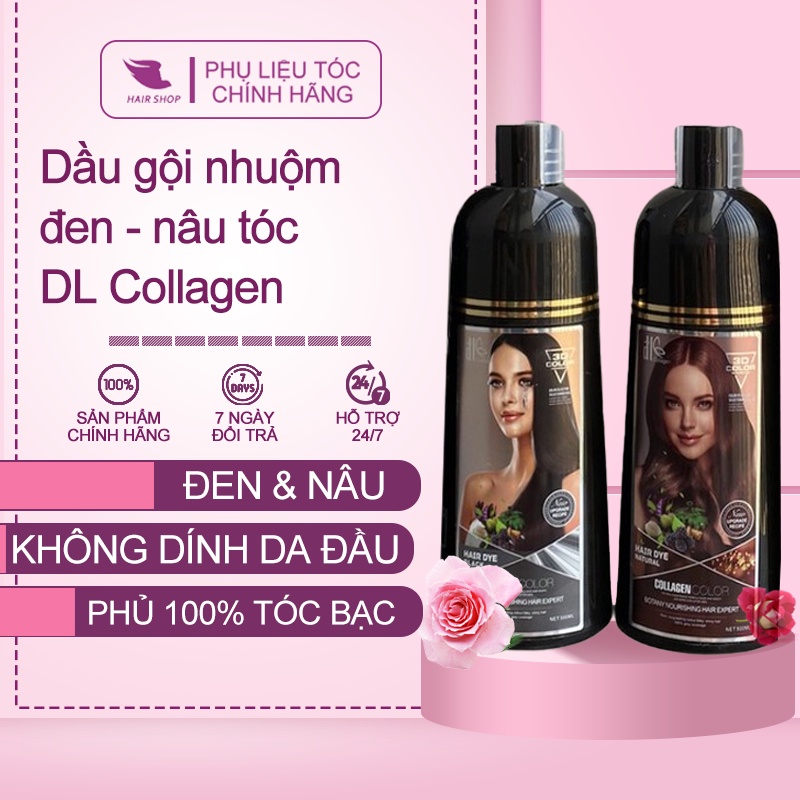 Dầu gội (nhuộm)đen tóc, nâu tóc DL Collagen - phủ bac 100%, không dính da đầu