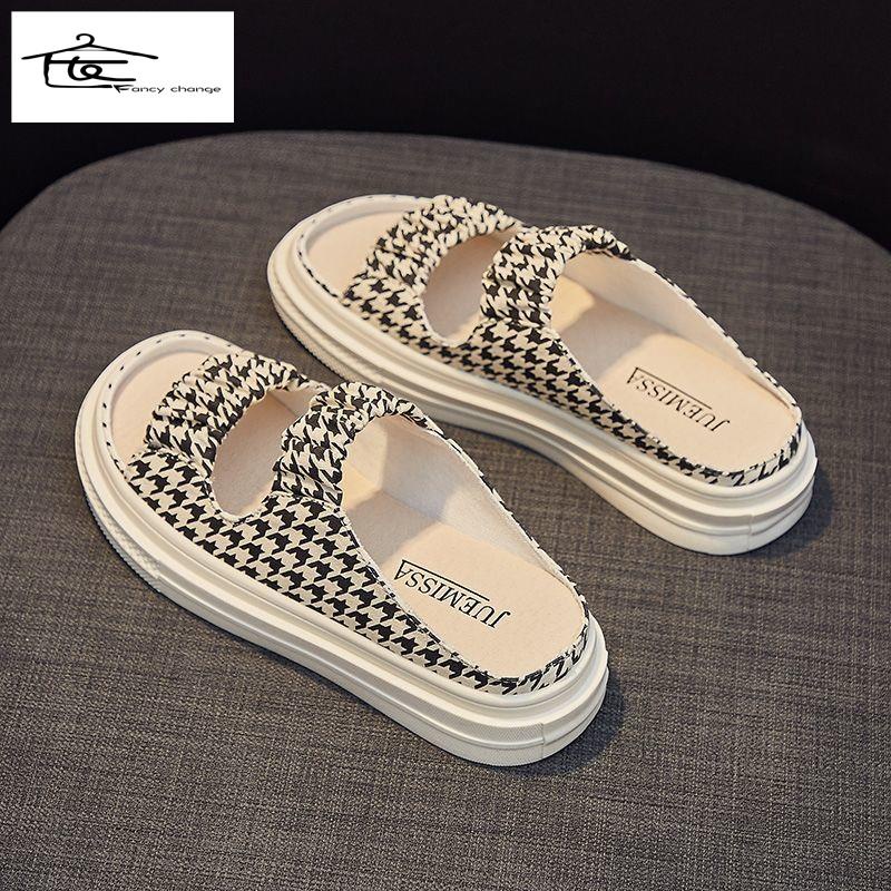 Dép Sandal Hở Mũi Vải Canvas Co Giãn Thời Trang Mùa Hè