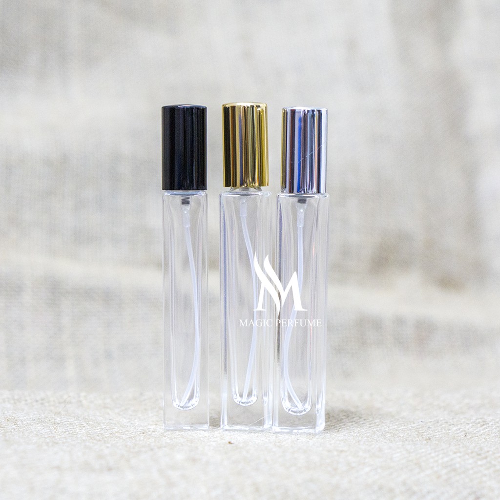 Magicperfume-Chai chiết nước hoa thủy tinh vuông, dài, vỏ rất dày dung tích 10ml