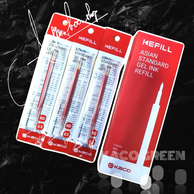 Ruột thay cho bút bi gel KACO PURE màu đỏ (bộ 10 ngòi)