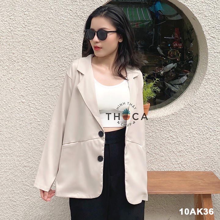 Áo khoác blazer túi xéo THOCA HOUSE đen, trắng, kem, hồng, cà phê mềm mại freesize phù hợp đi làm công sở, sự kiện | BigBuy360 - bigbuy360.vn