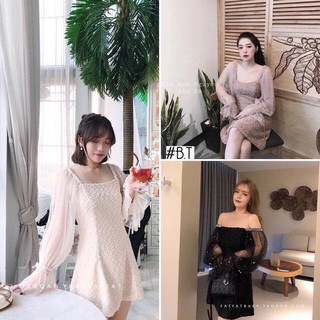 Đầm tay lưới đính ngọc
