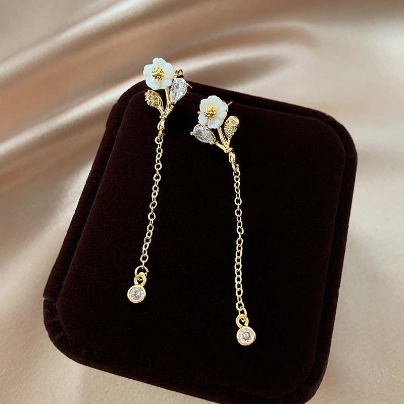 Đôi Bông Tai Dáng Rơi Họa Tiết Hoa Thời Trang Cho Nữ