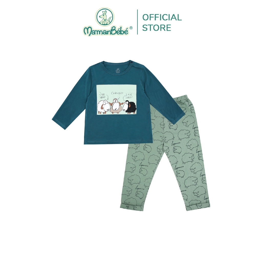 SL205 Bộ quần áo dài tay Đàn cừu nhỏ La Pomme màu Hồng sen/Xanh/Nâu/Hồng Đất