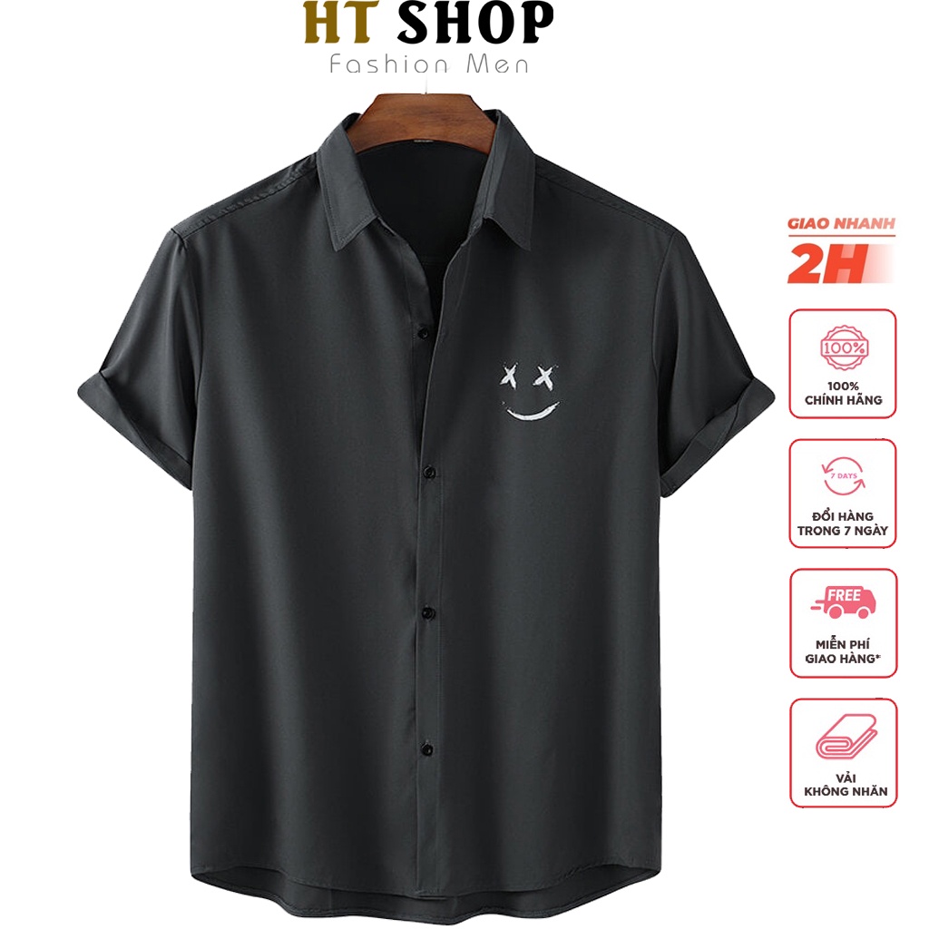 Áo Sơ Mi Tay Lỡ Phong Cách Hàn Quốc Áo Sơ Mi Tay Ngắn Họa Tiết Đi Biển Chất Liệu Lụa Đũi Nhật Cao Cấp  HT10 HT Shop
