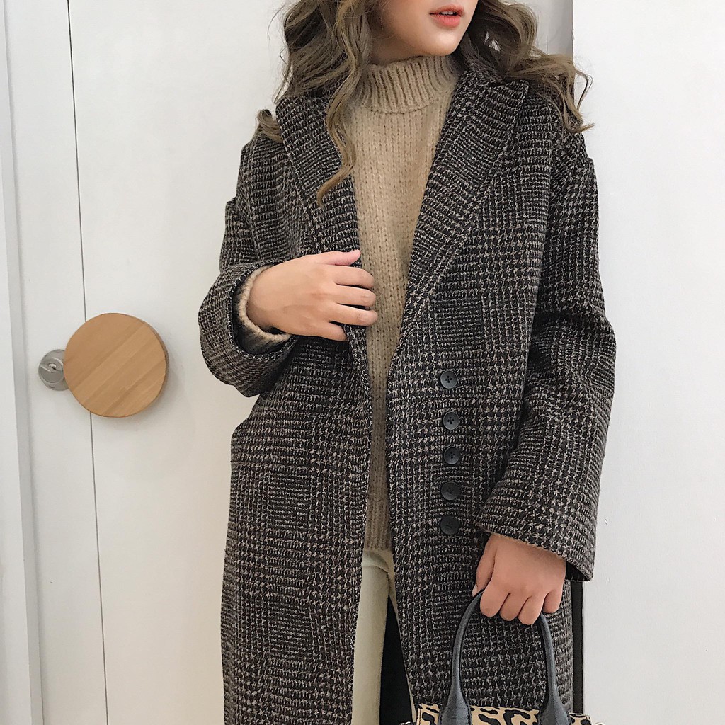 Áo khoác dạ kẻ oversize A1102 SUSTORE