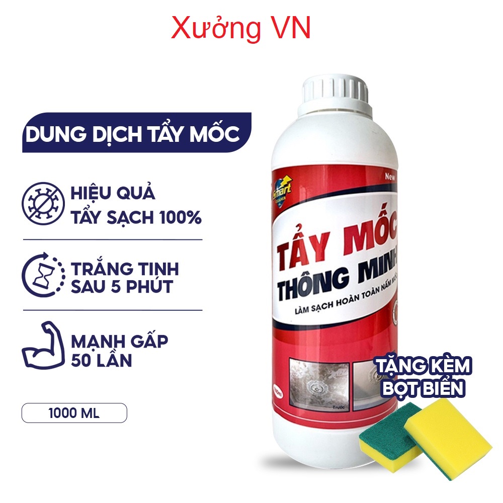Dung dịch tẩy mốc Smart an toàn làm sạch mốc tường, doăng cao su, quần áo trắng