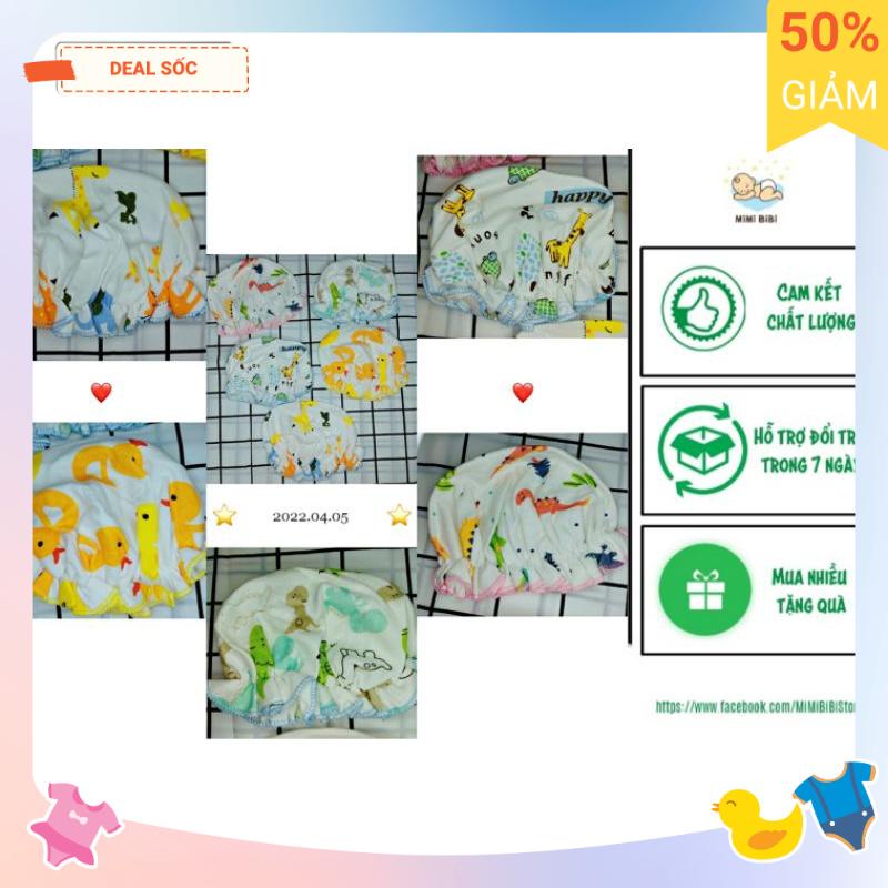 MŨ COTTON MỀM HỌA TIẾT HÌNH THÚ CHO BÉ TRAI SƠ SINH 0-6kg