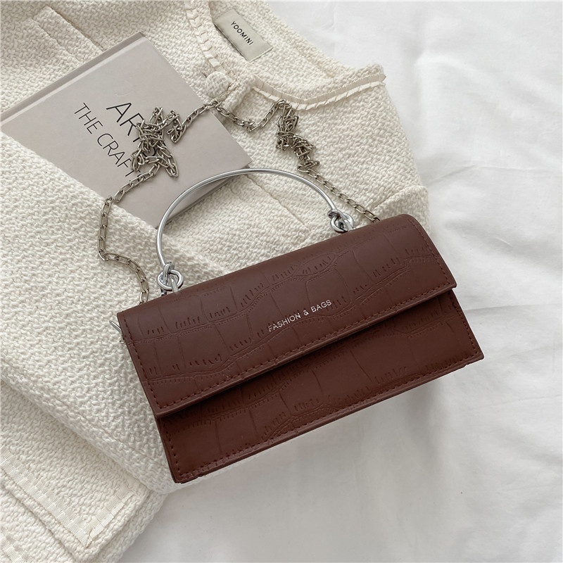 Túi Xách Đeo Vai Hình Vuông Cỡ Nhỏ Phối Dây Đeo Sợi Xích Thời Trang Cho Nữ