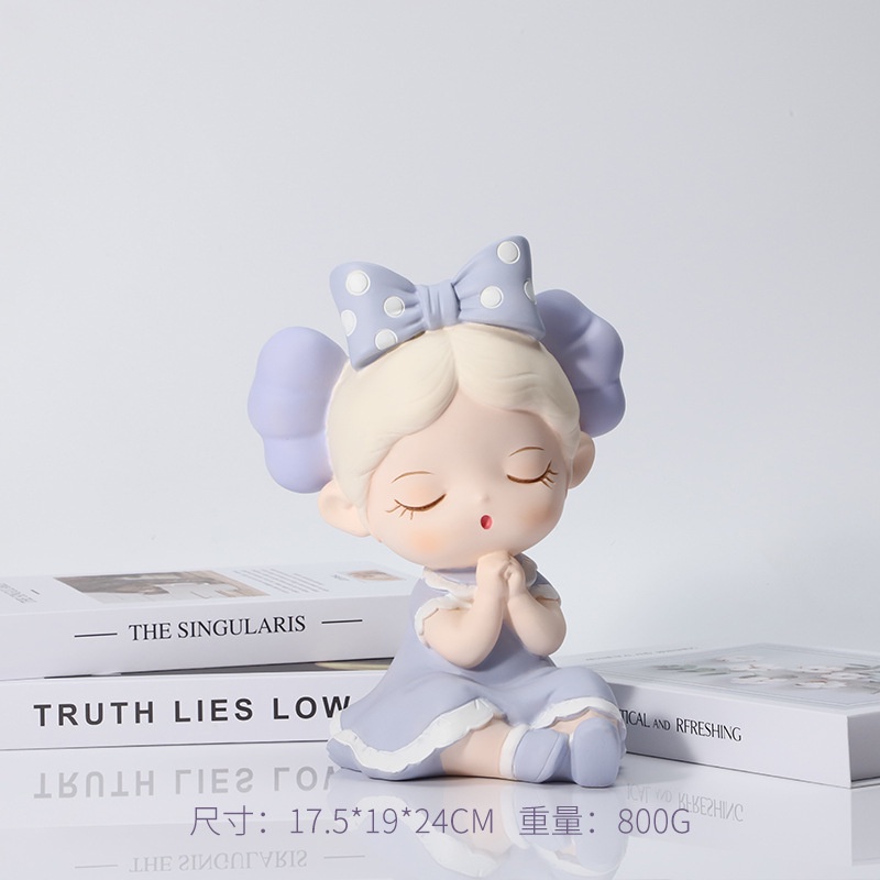 Đồ Trang Trí Hồ Cá Hình Cô Gái Đeo Nơ Trái Tim Bằng Nhựa resin Thủ Công Sáng Tạo Để Bàn Trang Trí Nội Thất