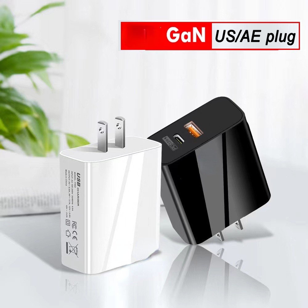 GaN Fast Charger / 2 Ports US/EU Type c USB Fast For iPhone Android