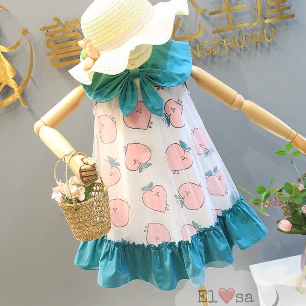 Váy bé gái quả đào nơ cổ đuôi cá XHN1030