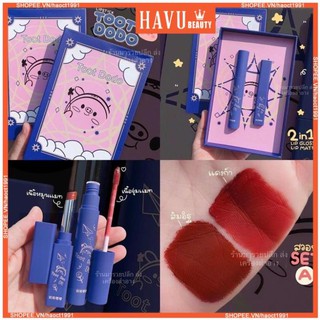 Set 2 son kem toot dodo siêu lì - 1 set gồm 1 son thỏi sáp và 1 son kem tint - havu beauty