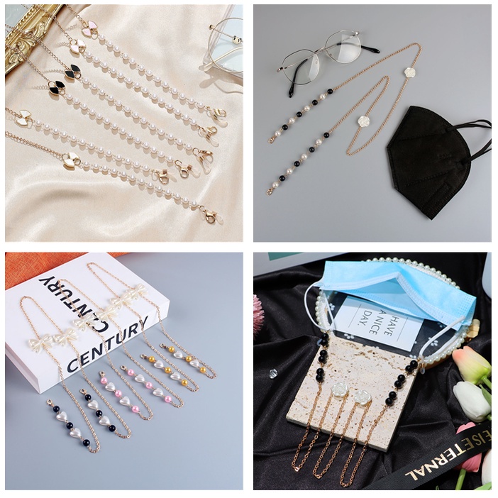 Dây Đeo Mắt Kính Đính Ngọc Trai Hình Bướm Sáng Tạo Thời Trang