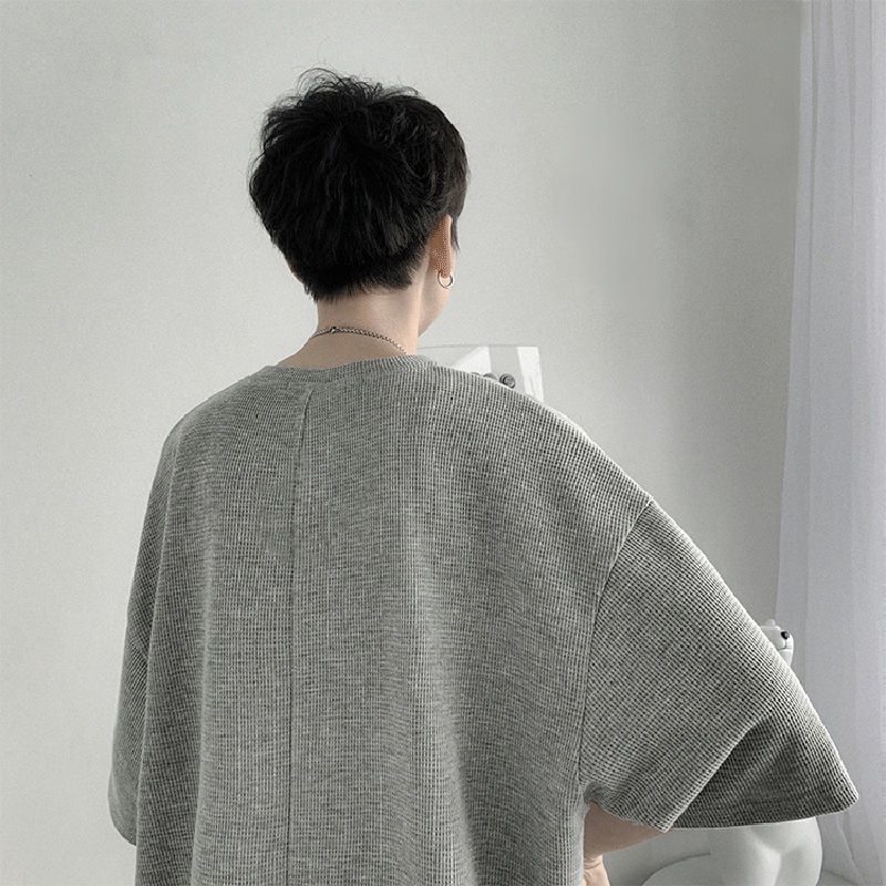 Áo Thun Tay Ngắn Dáng Rộng Phong Cách Hồng Kông Thời Trang Cá Tính Cho Nam