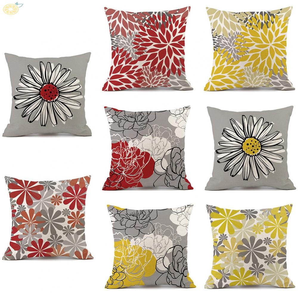 【VARSTR】Pillowcase 45x45cm Car Waist Geometric Floral Linen Pattern Pillow Cover