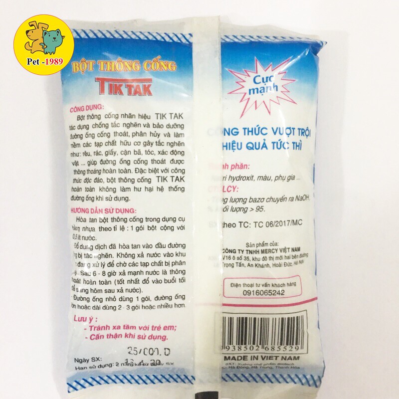 Bột thông tắc cống cực mạnh Tik Tak (gói 100g), thông bồn cầu, bồn rửa bát, cống thoát nước...