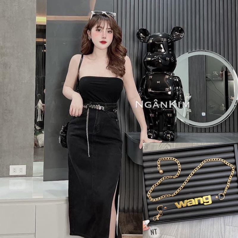 Đai Wang phối xích dây da mới