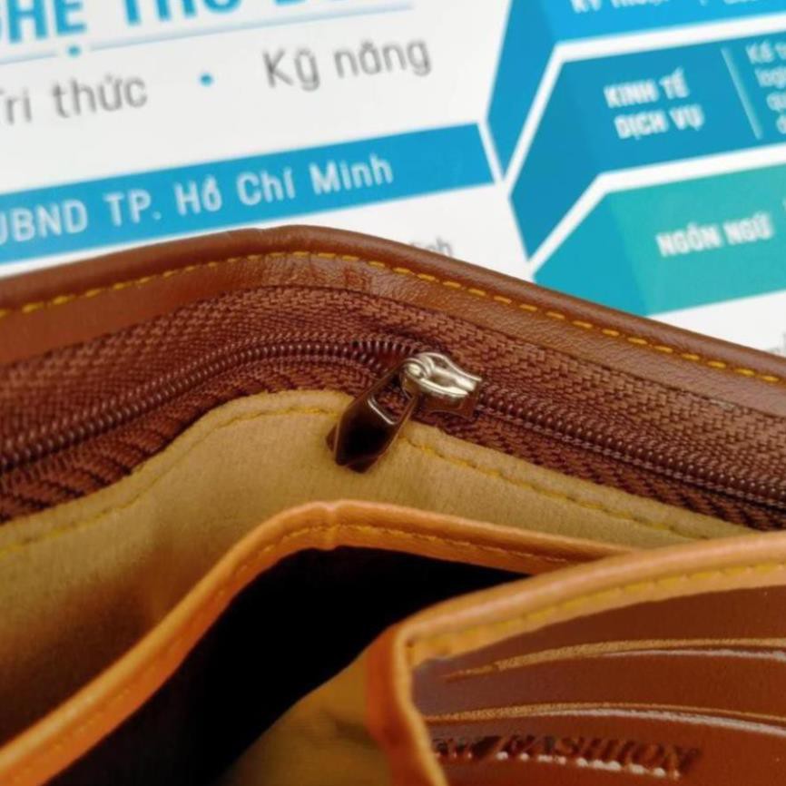 Ví nam cao cấp dáng ngang bóp da nam nhiều ngăn tiện lợi có khóa kéo bỏ vừa tất cả các loại giấy tờ