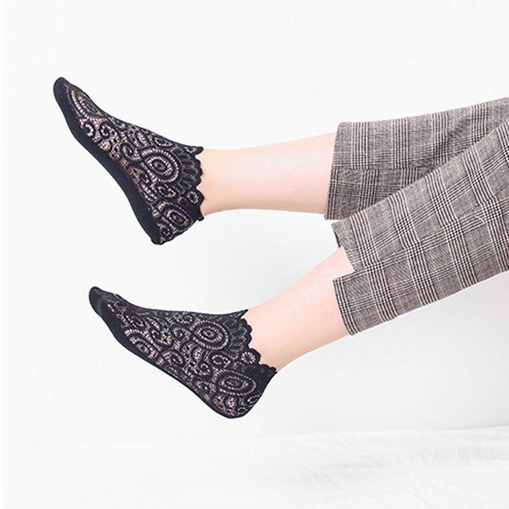 AROMA Vớ Thuyền Màu Trơn Phối Ren Lỗ Thoáng Khí Thời Trang Cho Nữ