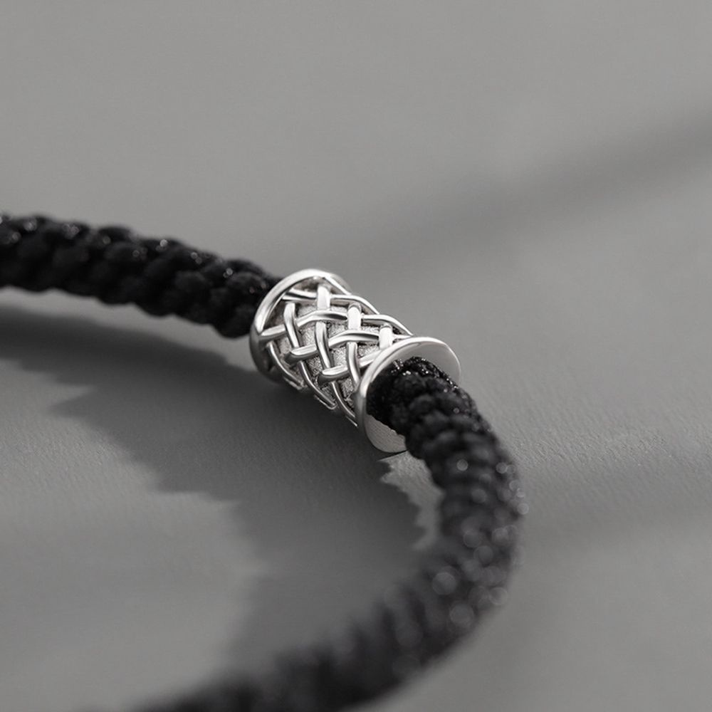 Vòng đeo tay dây bện mặt hình phong cách hip hop Hàn Quốc cá tính cho nam