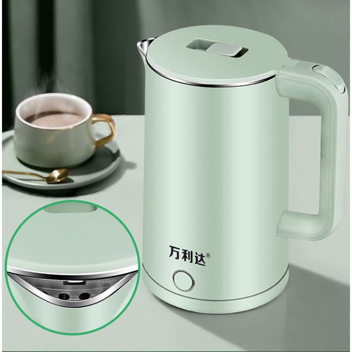 Ấm Siêu Tốc Inox A-01 (2.3L) - Ấm Đun Nước 1500W Đun Sôi Nhanh Vỏ nhựa PP an toàn. Lòng thép không gỉ. Đế xoay 360 độ.