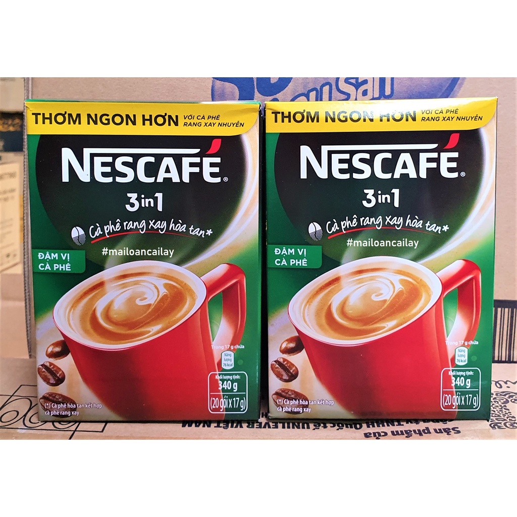 Hộp 20gói×17g Nescafe 3in1 cafe rang xay hòa tan Nes Đỏ Nes Xanh