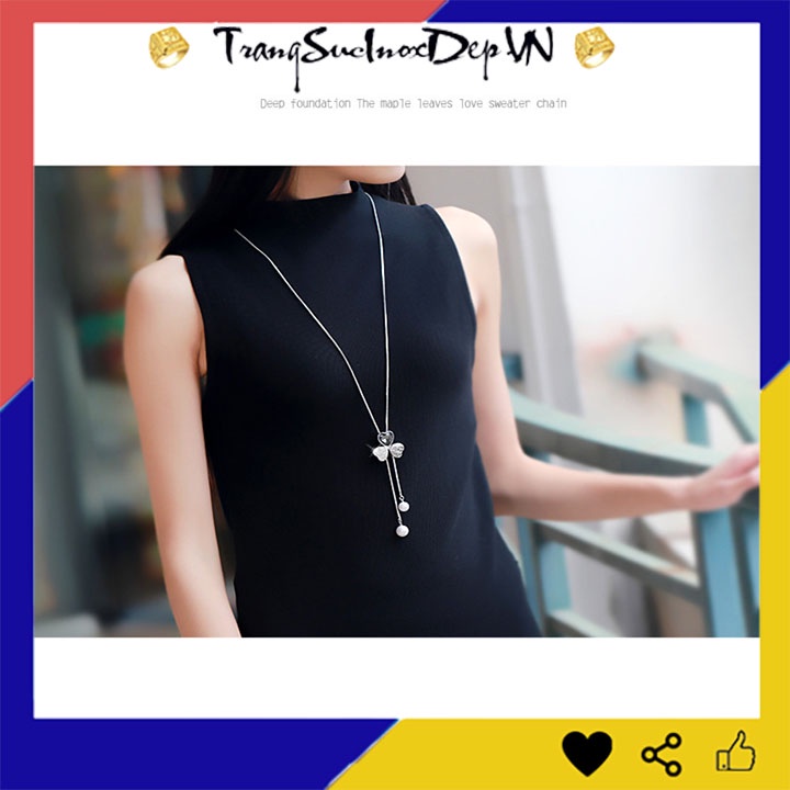 Dây chuyền nữ phong cách Hàn Quốc rớt cỏ 3 lá may mắn kiểu dài siêu đẹp, hợp thời trang, mang phong cách, dễ phối đồ