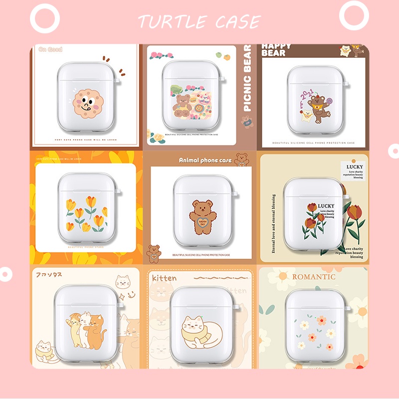 Vỏ Bảo Vệ Hộp Sạc Tai Nghe Airpods 2 / 3 Trong Suốt Họa Tiết Hoạt Hình Dễ Thương Ốp