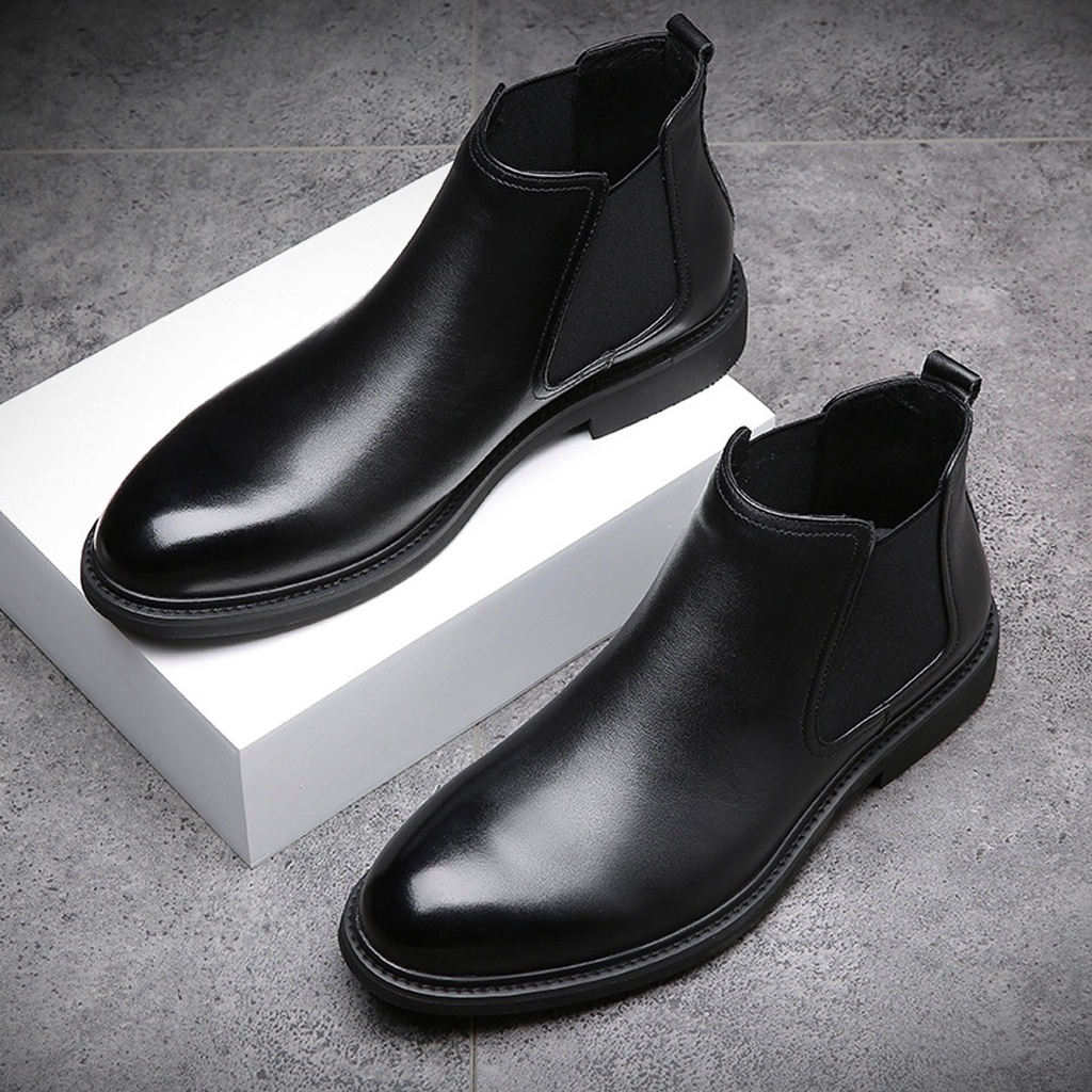 [TẶNG TẤT CAO CỔ] Giày Chelsea Boots Mũi Tròn da cao cấp, Giày Chelsea Boots đen classic dễ phối đồ, size 38-44 | BigBuy360 - bigbuy360.vn