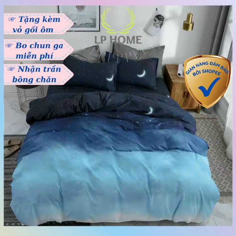 Bộ chăn ga gối poly cotton HQ Màn đêm cao cấp nhập khẩu - Bo chun ga miễn phí