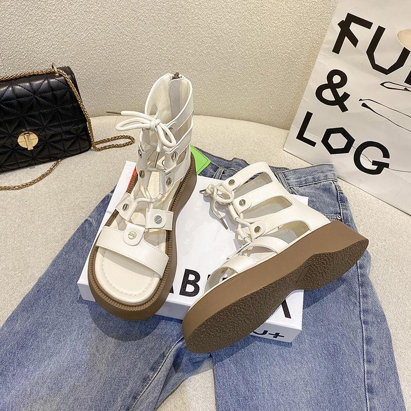 Giày Sandal Đế Dày Đan Dây Phong Cách La Mã Thời Trang Mùa Hè Hàng Mới 2022 Dành Cho Bạn Nữ