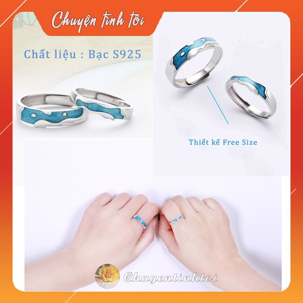 Nhẫn Bạc, Nhẫn Đôi Cặp Tình Yêu Bình Yên,Nhẫn Cặp Chất liệu Bạc S925, Minh Chứng Tình Yêu Đôi Lứa