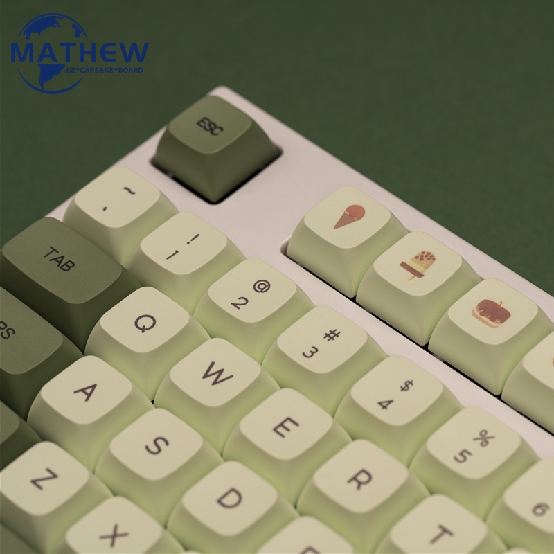 Matcha Keycap XDA Profile 124 Nút cho bàn phím màu xanh chất liệu PBT phiên bản tiếng Nhật/ tiếng Anh