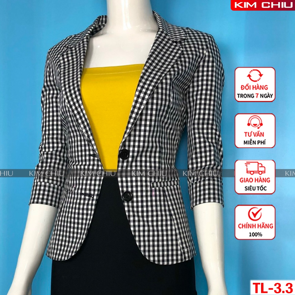 Áo Vest Nữ Công Sở Kim Chiu Kẻ Caro Vải Kaki Cao Cấp Tay Lỡ Form Đẹp [ĐỔI TRẢ THOẢI MÁI] VTL-3.3