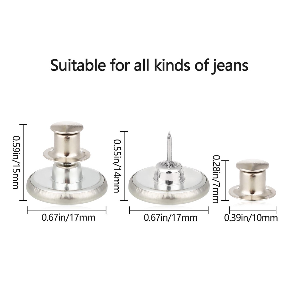 Set 12 Nút Áo Jean Không Đường May Có Thể Điều Chỉnh Tiện Dụng