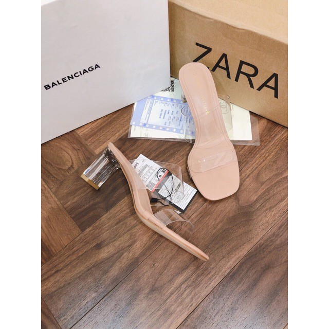 Guốc mica z.a.r.a xuất dư gót trong, hàng fullbox, có cả cao 5cm và 9cm.