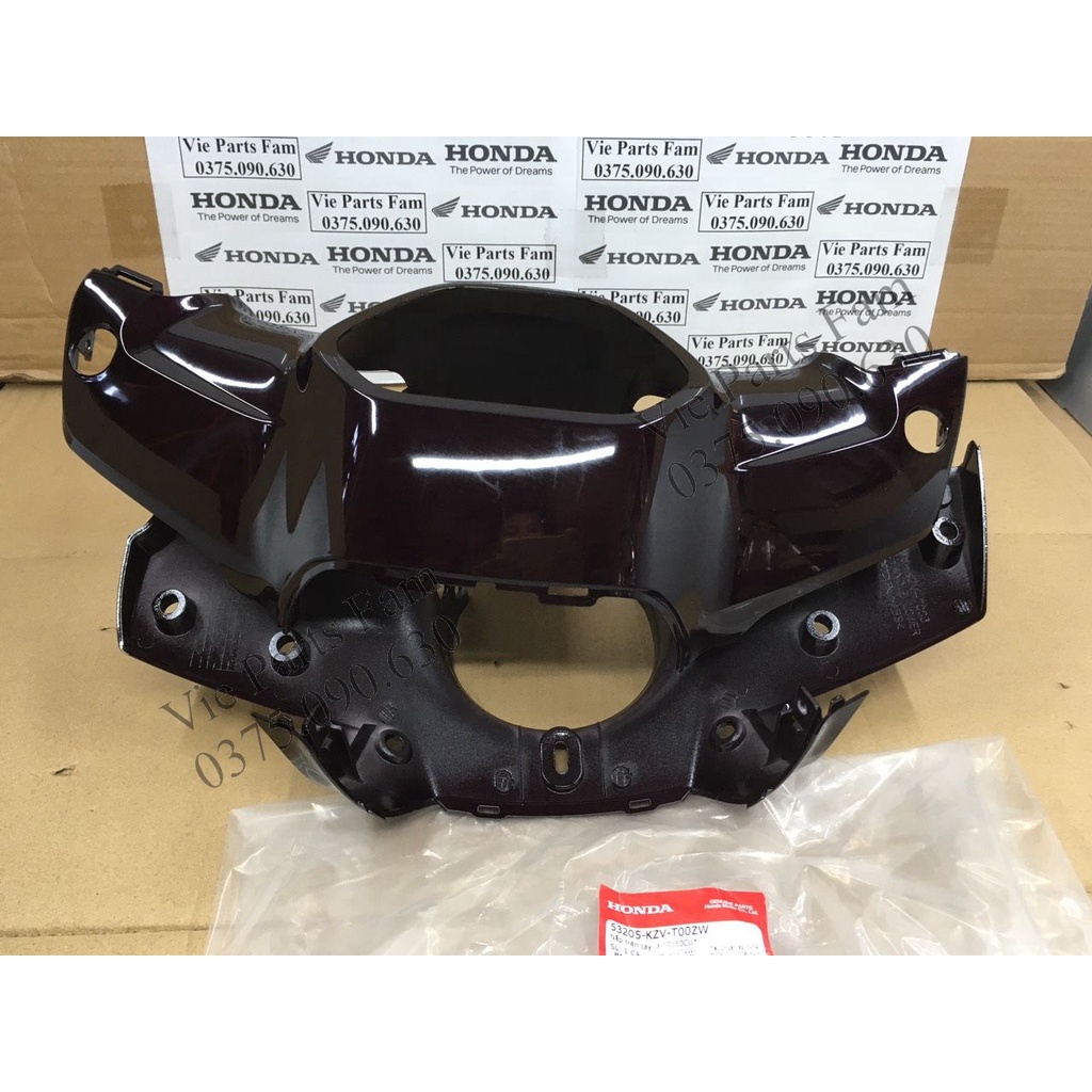 Combo bộ vỏ đầu 2 món ốp trên dưới Dream 110 2013-2016 màu Nâu, màu Đen bóng, hàng chính hãng Honda mới 100%