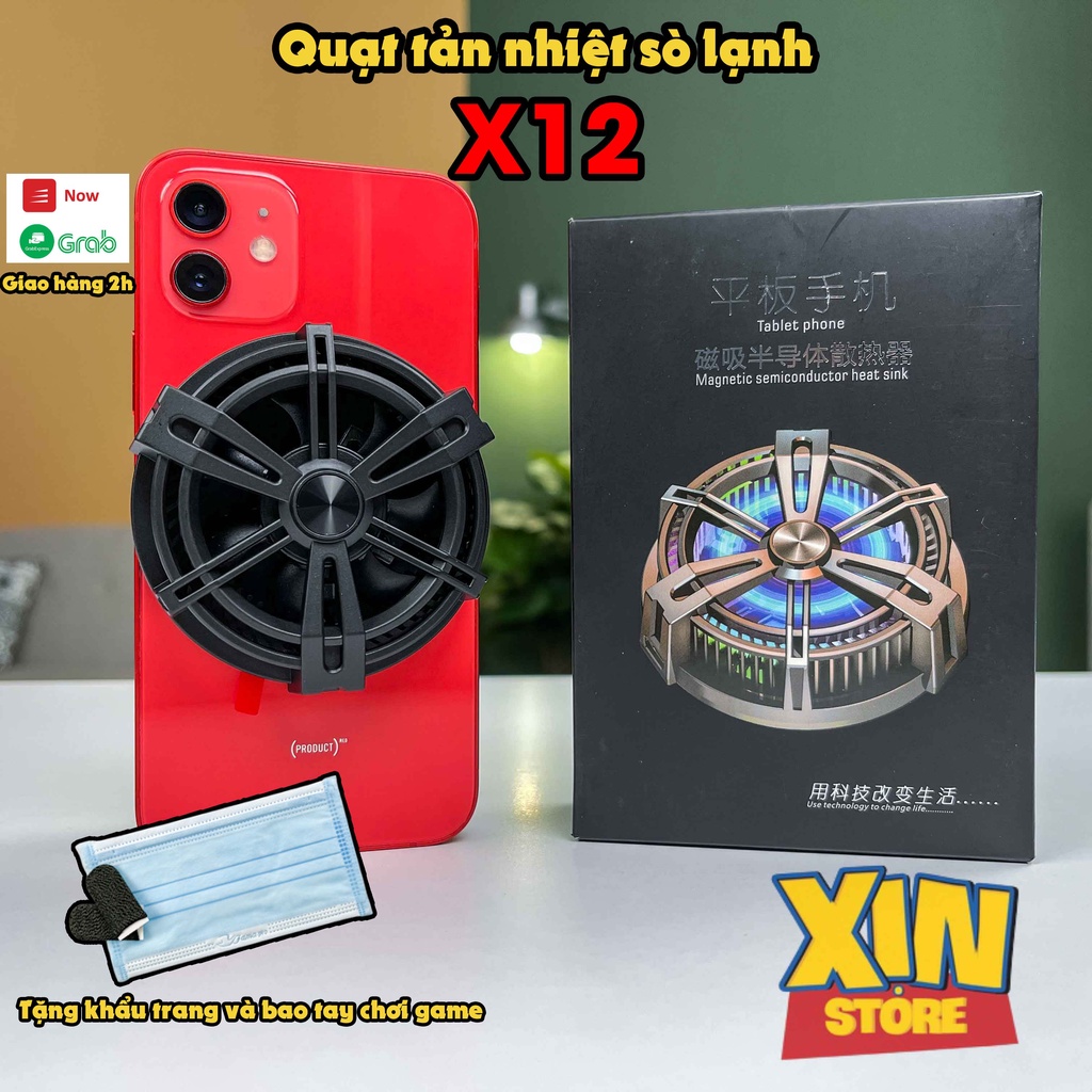 Quạt tản nhiệt X12 làm mát điện thoại và máy tính bảng bằng kim loại có nam châm